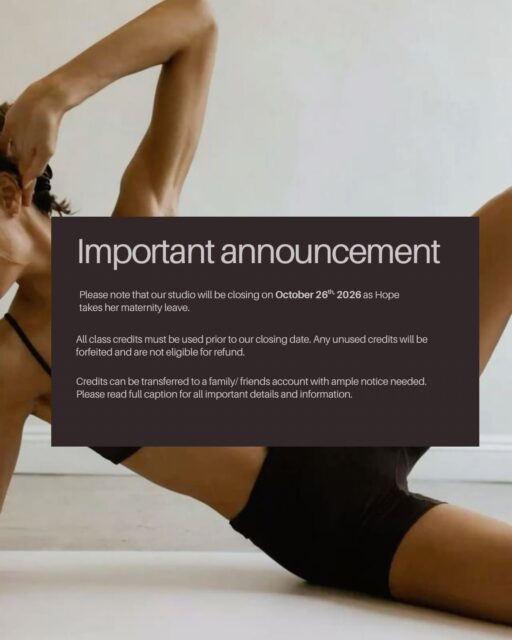 IMPORTANT REMINDER — STUDIO CLOSING OCTOBER 26 🤍

As previously announced, Hope Floats Pilates will be closing October 26, 2026, as Hope begins her maternity leave.

To help prevent unused credits, package sales have now ended. Moving forward, drop-in classes will be the only purchase option available.

Please make sure to use all remaining package credits before October 26. Any unused credits remaining after our closing date will be forfeited and will not be refunded.

HAVE UNUSED CREDITS?

If you don’t think you’ll be able to use your remaining credits, you may transfer/gift them to a friend or family member.

All transfer requests must be emailed to: info@hopefloatspilates.com

To avoid back-and-forth messaging and delays, your initial email must include all of the following:

• Your full name
• The full name(s) of the client(s) receiving the credits
• The exact number of credits being transferred to each client

Please provide ample notice for all transfer requests. We are experiencing an influx of messages as we approach our closing date, and transfers take time to process.

Failure to provide ample notice may result in us being unable to process your transfer before the studio closes. Last-minute requests cannot be guaranteed.

Once the studio closes on October 26, any remaining unused credits will be forfeited and will not be eligible for transfer or refund.

PLEASE RESPECT OUR COMMUNICATION BOUNDARIES

Hope is continuing to teach classes while also managing the large volume of messages and administrative work involved in closing the studio.

We kindly ask that you do not contact Hope personally by text, phone, Instagram DM, or other personal channels regarding unused credits. All credit-related requests must be sent to info@hopefloatspilates.com.

We will not be responding to requests for refunds or unused credits after October 26, as ample notice has been provided to use your sessions or arrange a transfer.

If you have unused credits, please don’t wait until the last minute. Use them, or email us with the required transfer information as soon as possible.

Thank you for your understanding and cooperation as we prepare for this next chapter. 🤍